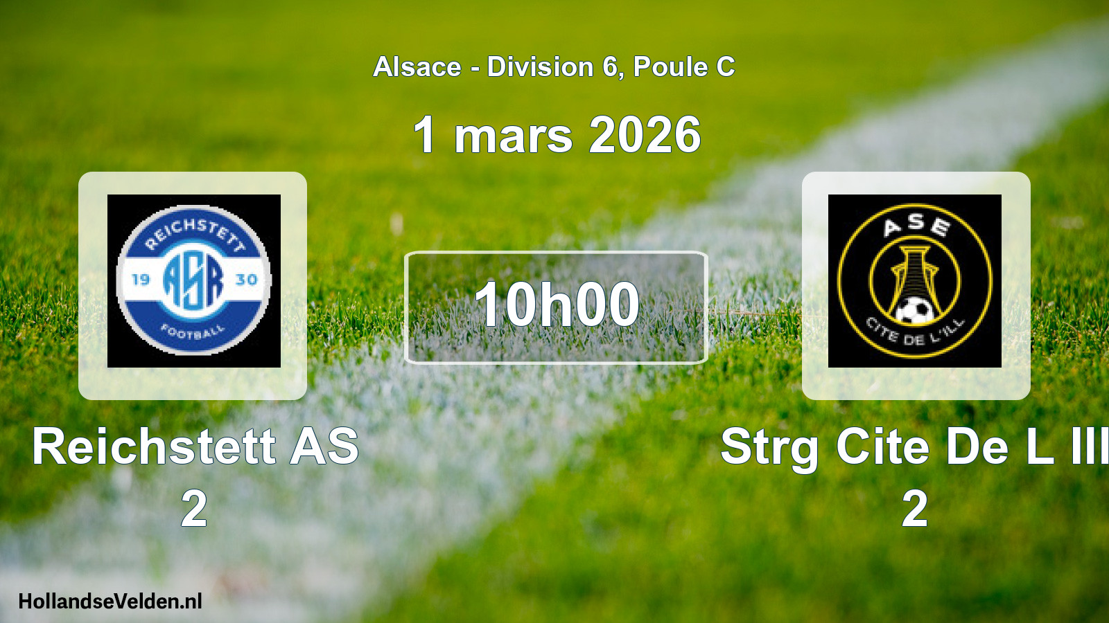 Match programmé: Reichstett AS 2 - Strg Cite De L Ill 2 (1 mars 2026)