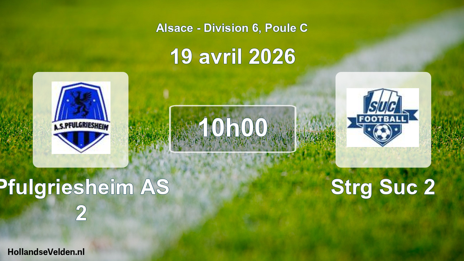 Match programmé: Pfulgriesheim AS 2 - Strg Suc 2 (19 avril 2026)