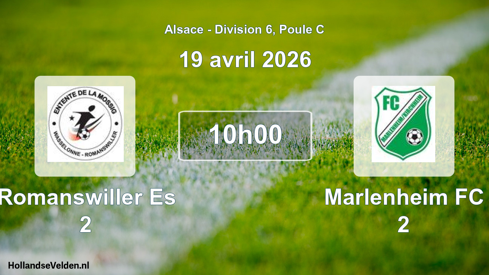 Match programmé: Romanswiller Es 2 - Marlenheim FC 2 (19 avril 2026)