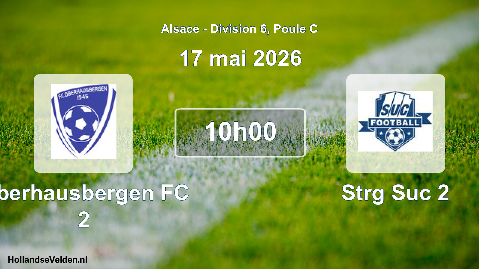 Match programmé: Oberhausbergen FC 2 - Strg Suc 2 (17 mai 2026)