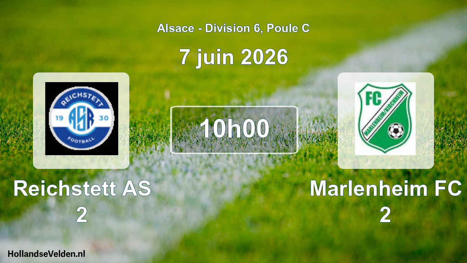 Match programmé: Reichstett AS 2 - Marlenheim FC 2 (7 juin 2026)