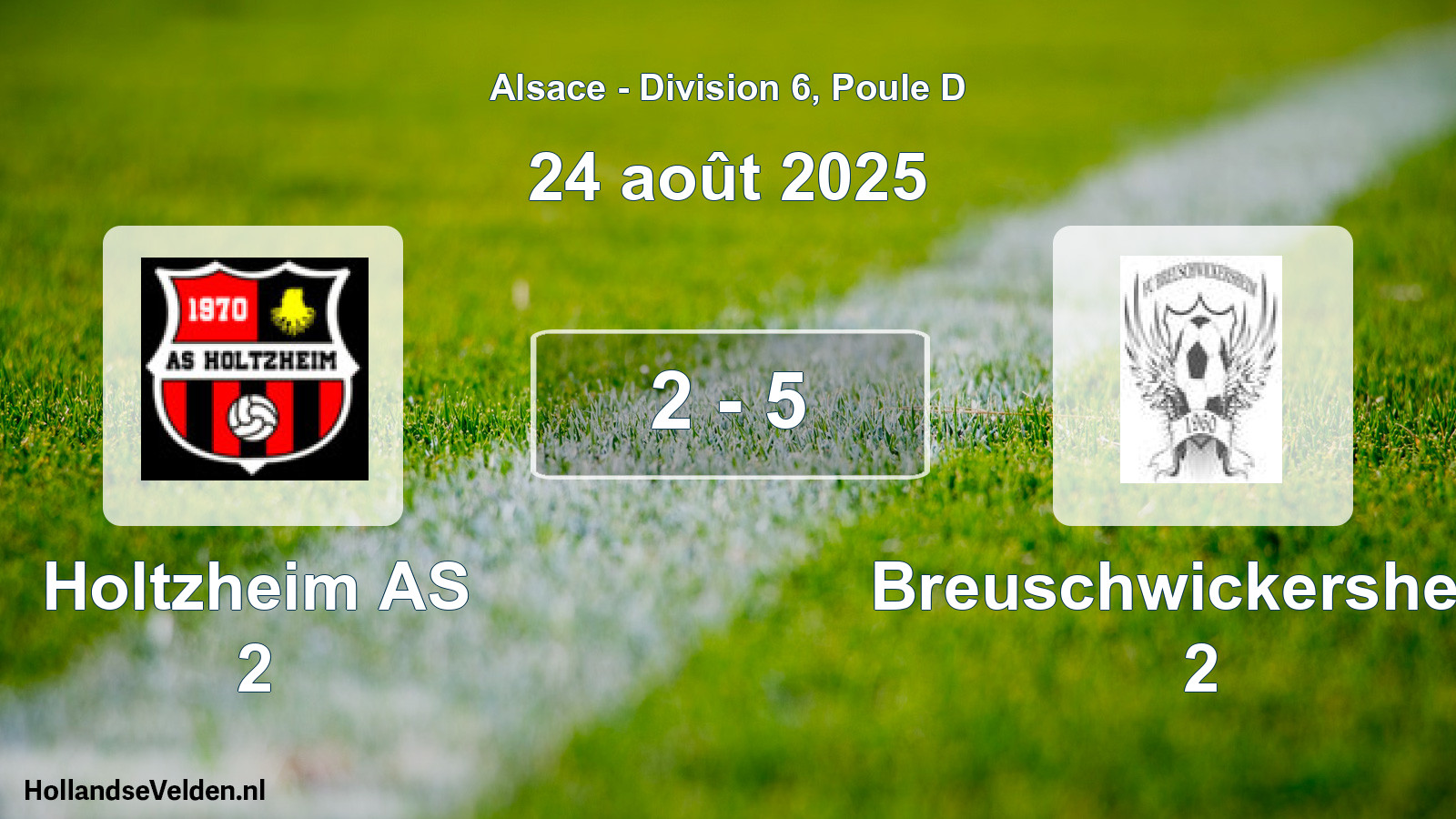 Gespeelde wedstrijd: Holtzheim AS 2 - Breuschwickersheim 2 2 - 5 (24 augustus 2025)
