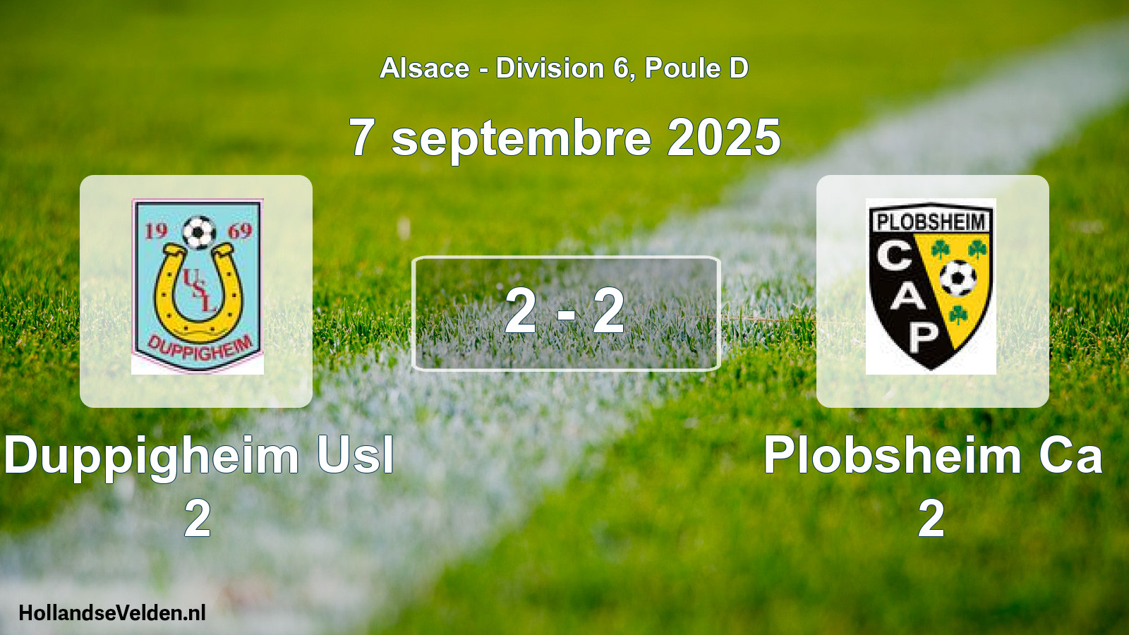 Total number of matches played: Duppigheim Usl 2 - Plobsheim Ca 2 2 - 2 (7 September 2025)