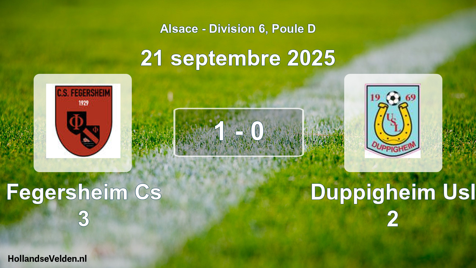 Match joué: Fegersheim Cs 3 - Duppigheim Usl 2 1 - 0 (21 septembre 2025)