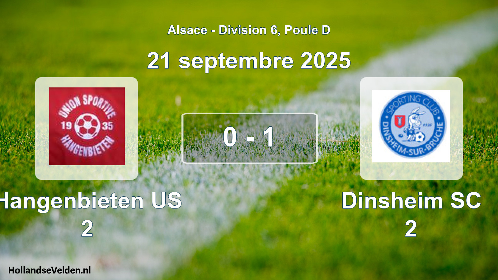 Match joué: Hangenbieten US 2 - Dinsheim SC 2 0 - 1 (21 septembre 2025)