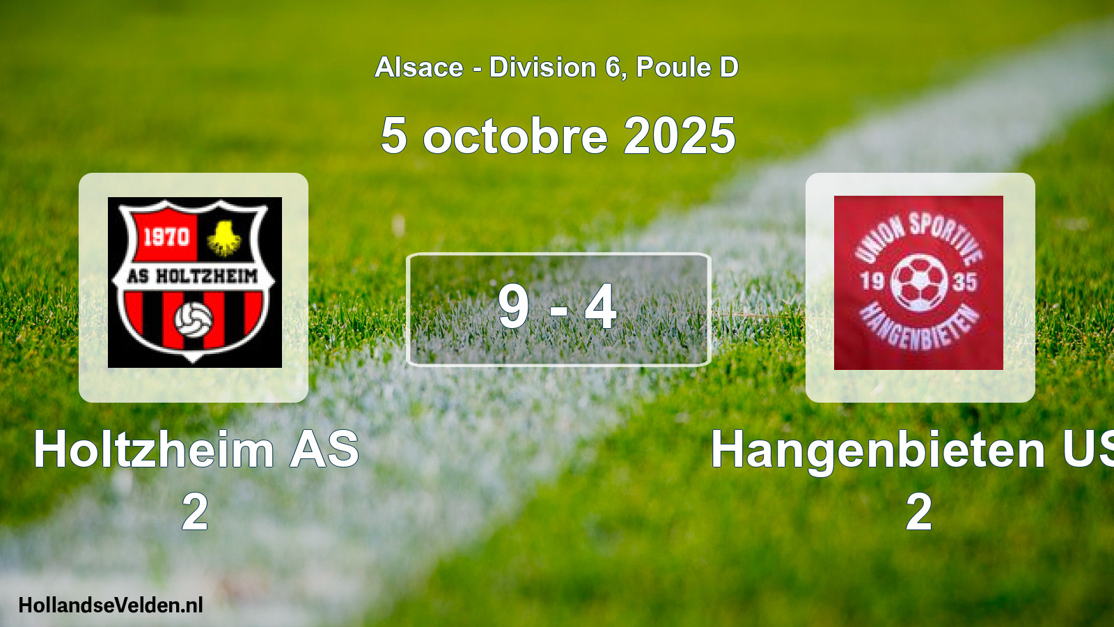 Gespeelde wedstrijd: Holtzheim AS 2 - Hangenbieten US 2 9 - 4 (5 oktober 2025)