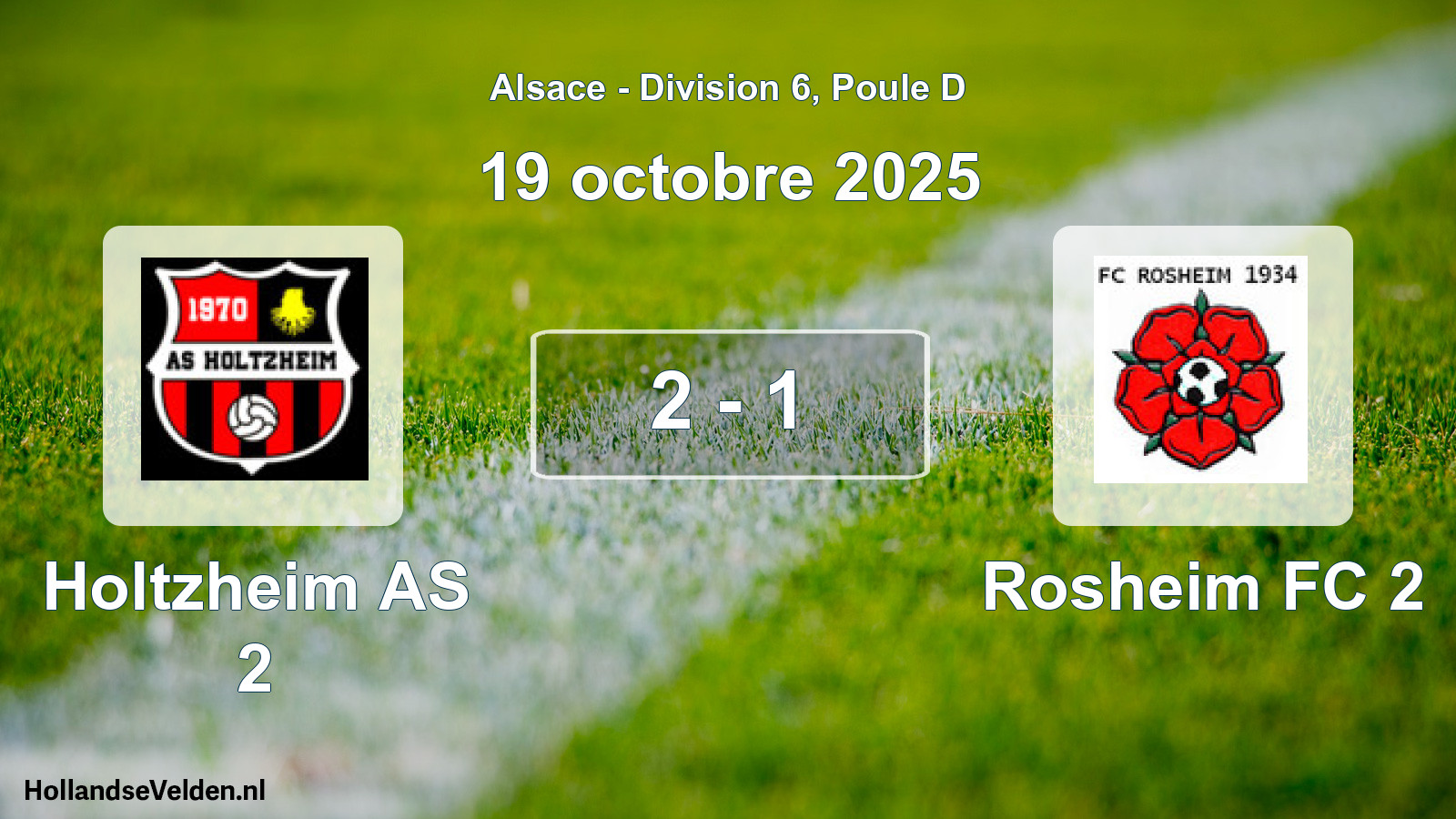 Match joué: Holtzheim AS 2 - Rosheim FC 2 2 - 1 (19 octobre 2025)