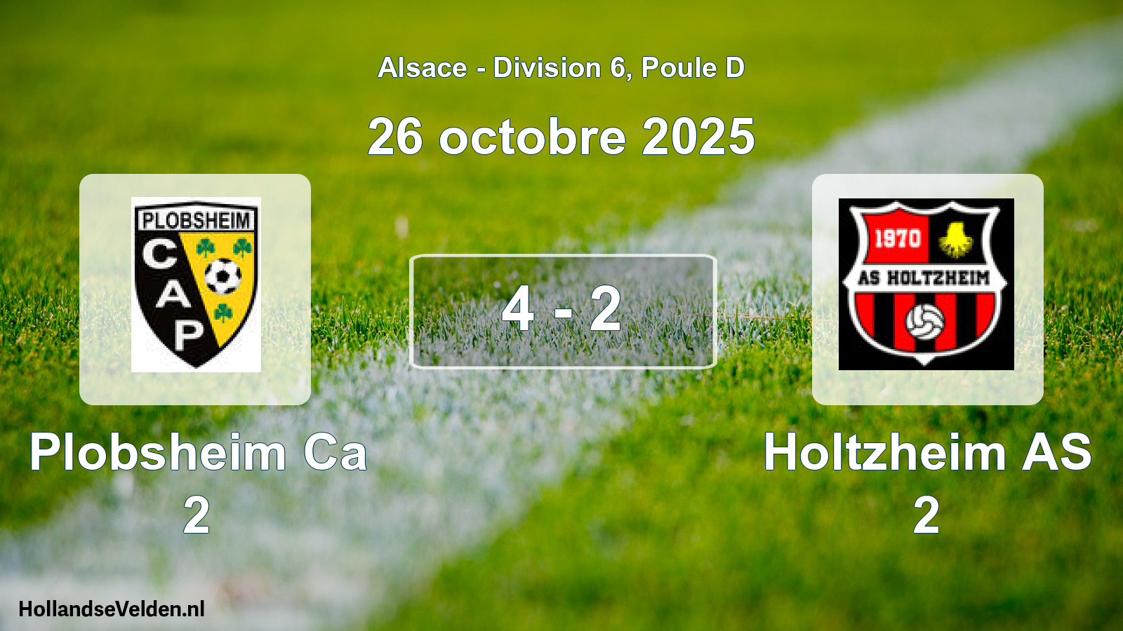 Match joué: Plobsheim Ca 2 - Holtzheim AS 2 4 - 2 (26 octobre 2025)
