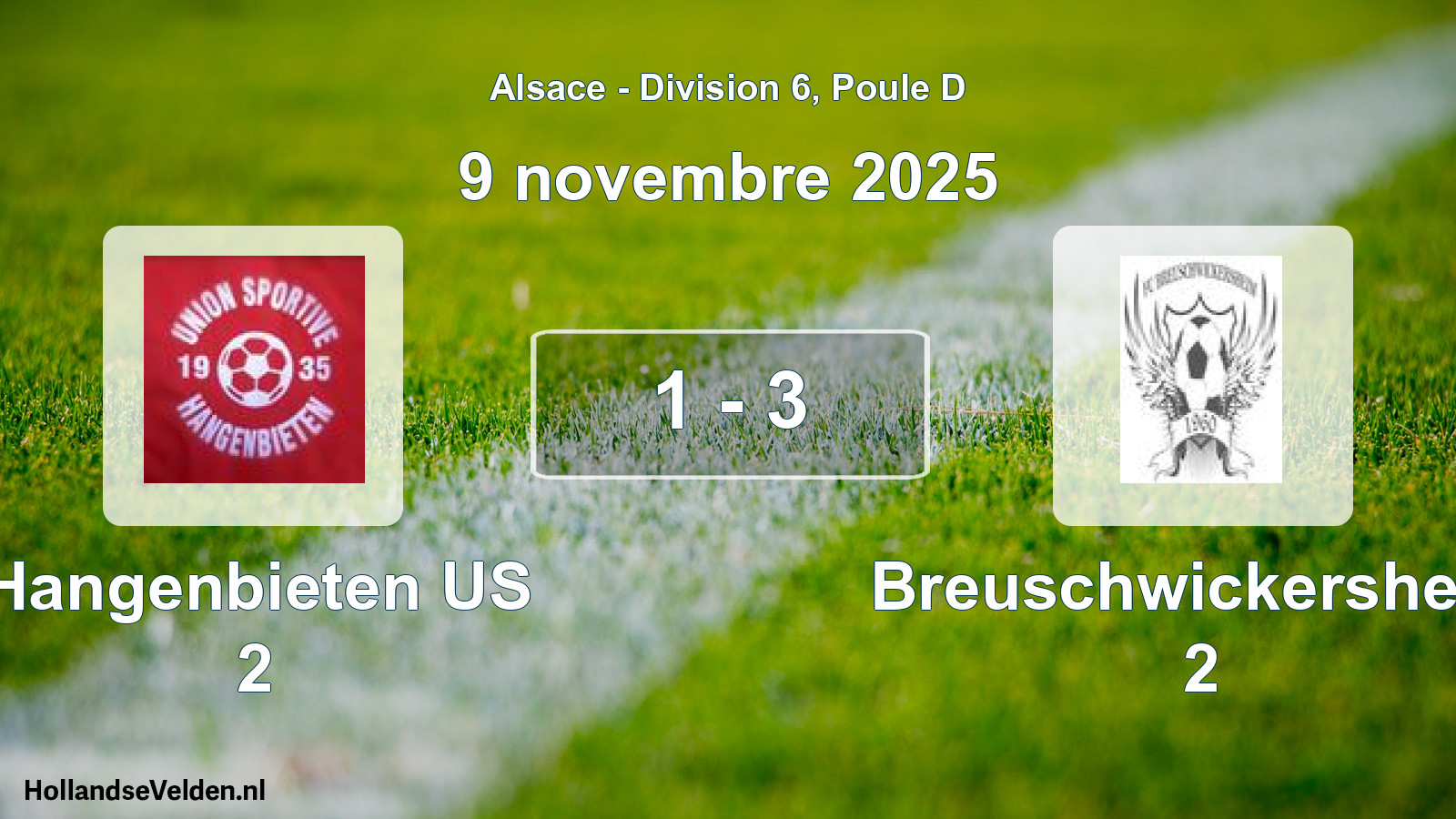 Match joué: Hangenbieten US 2 - Breuschwickersheim 2 1 - 3 (9 novembre 2025)