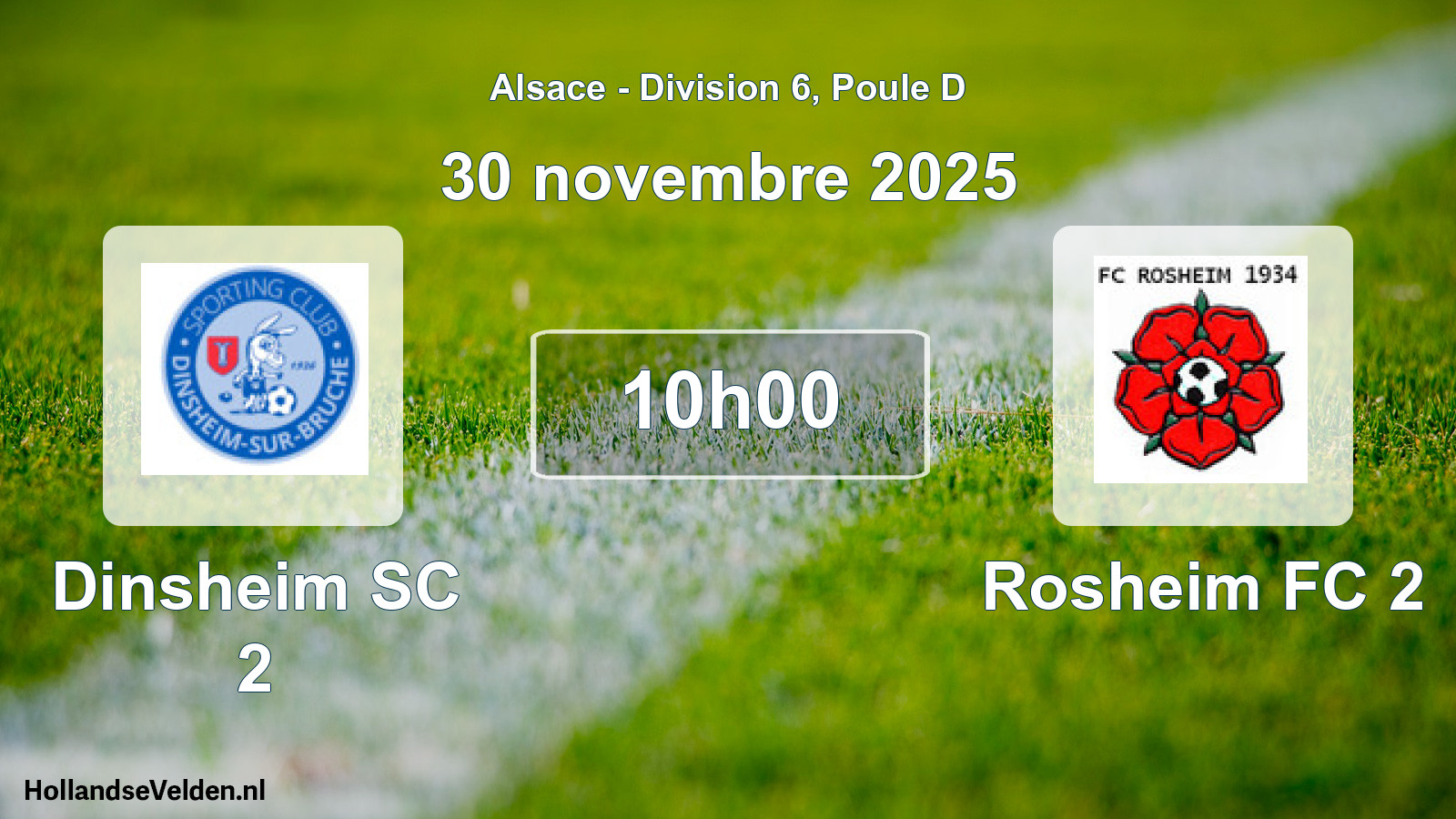 Match programmé: Dinsheim SC 2 - Rosheim FC 2 (30 novembre 2025)