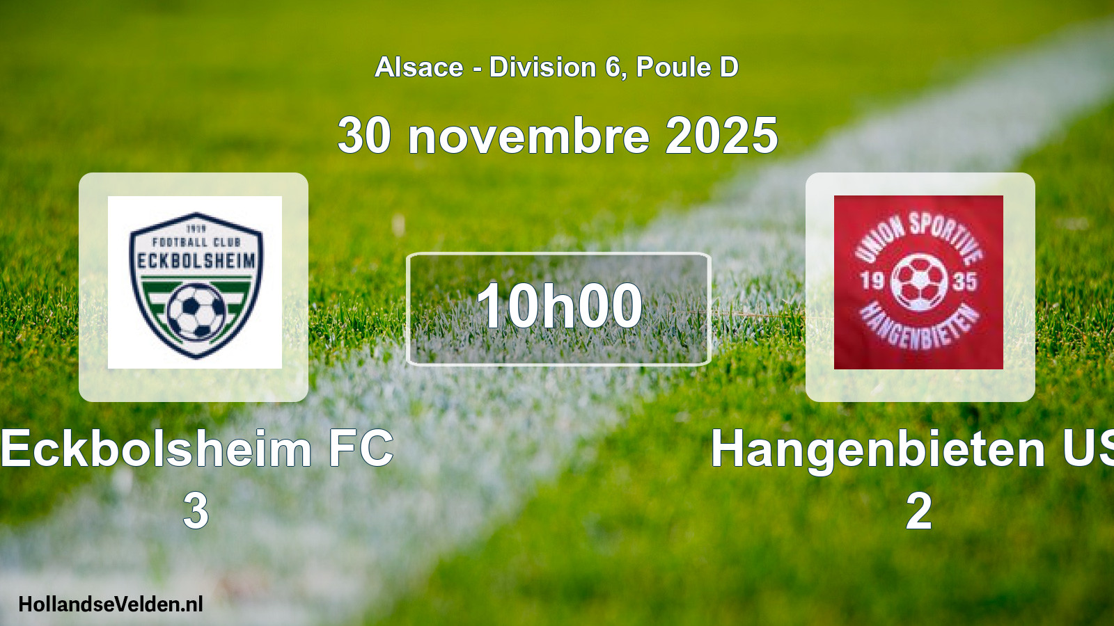 Match programmé: Eckbolsheim FC 3 - Hangenbieten US 2 (30 novembre 2025)