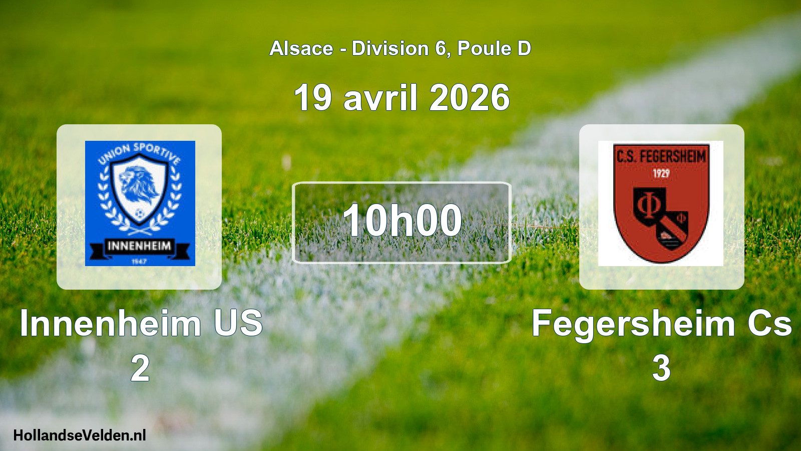 Match programmé: Innenheim US 2 - Fegersheim Cs 3 (19 avril 2026)