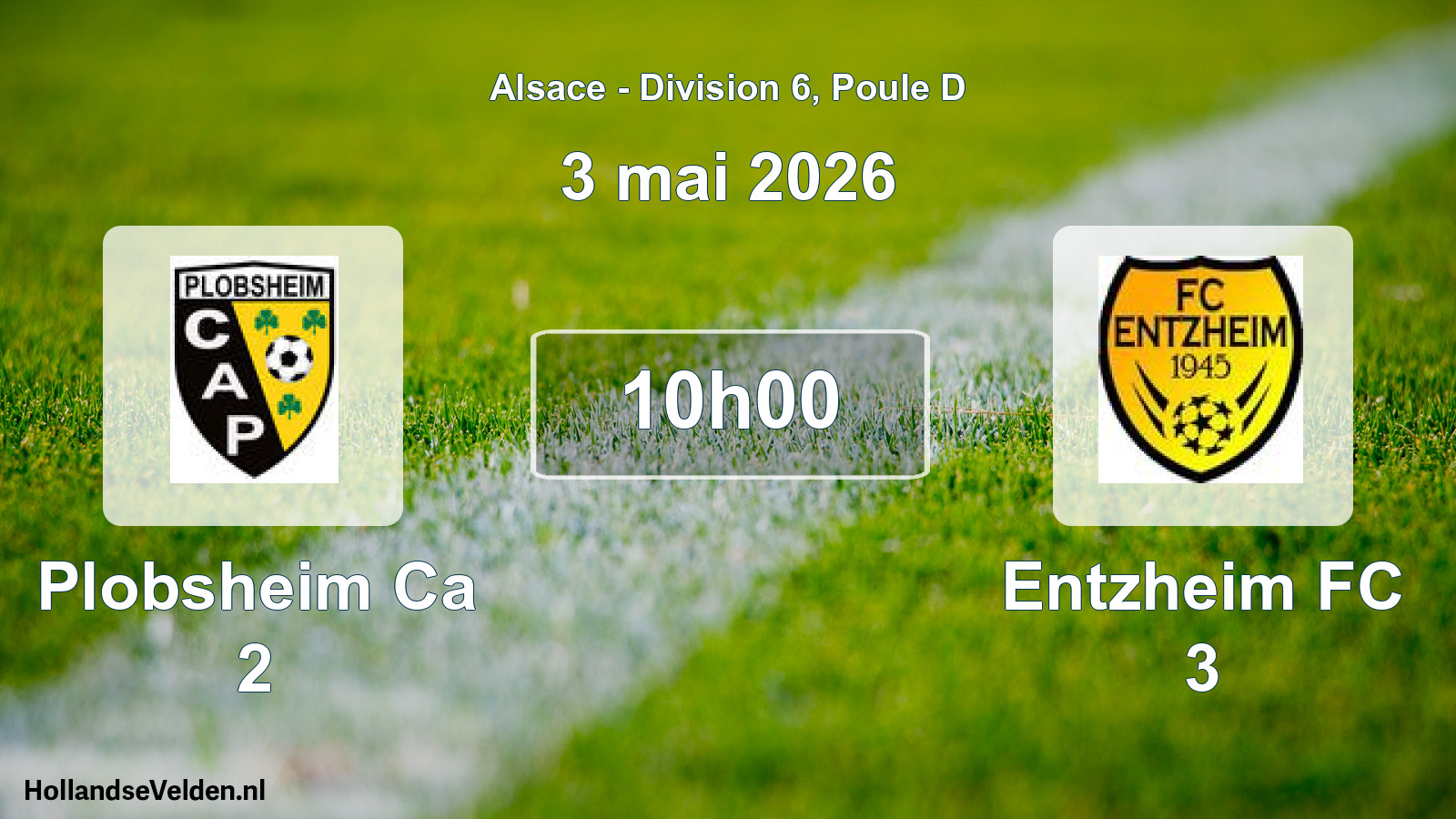 Match programmé: Plobsheim Ca 2 - Entzheim FC 3 (3 mai 2026)