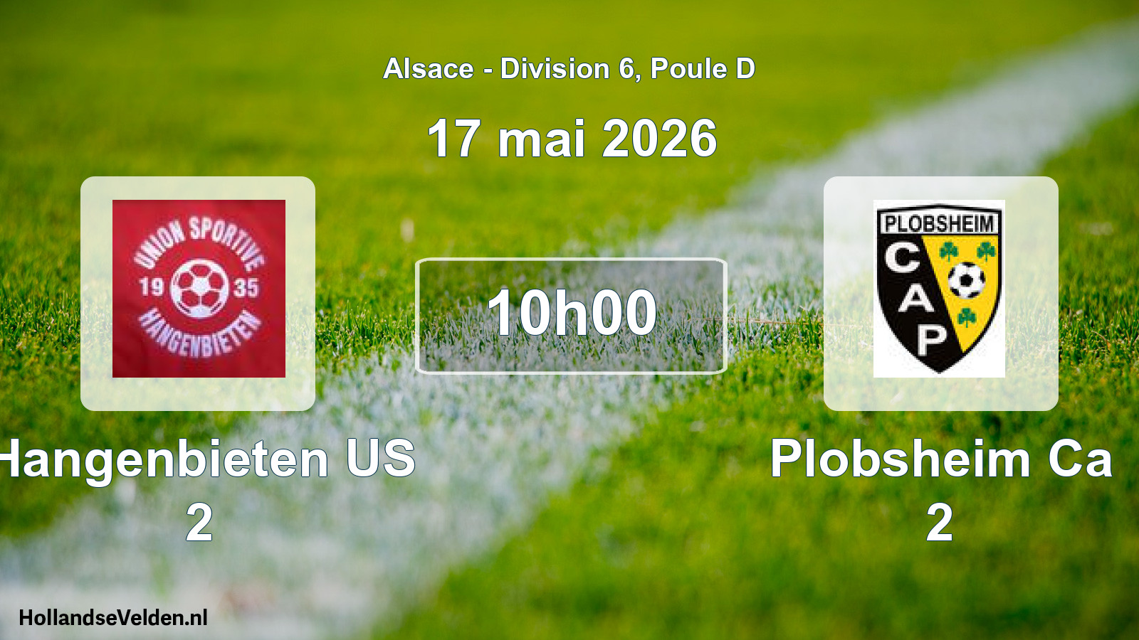 Match programmé: Hangenbieten US 2 - Plobsheim Ca 2 (17 mai 2026)