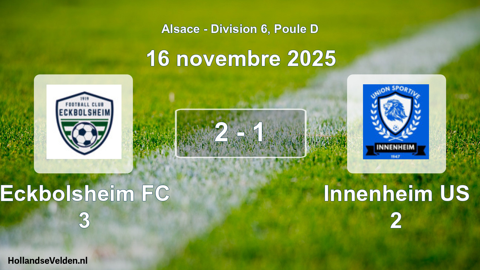 Match joué: Eckbolsheim FC 3 - Innenheim US 2 2 - 1 (16 novembre 2025)