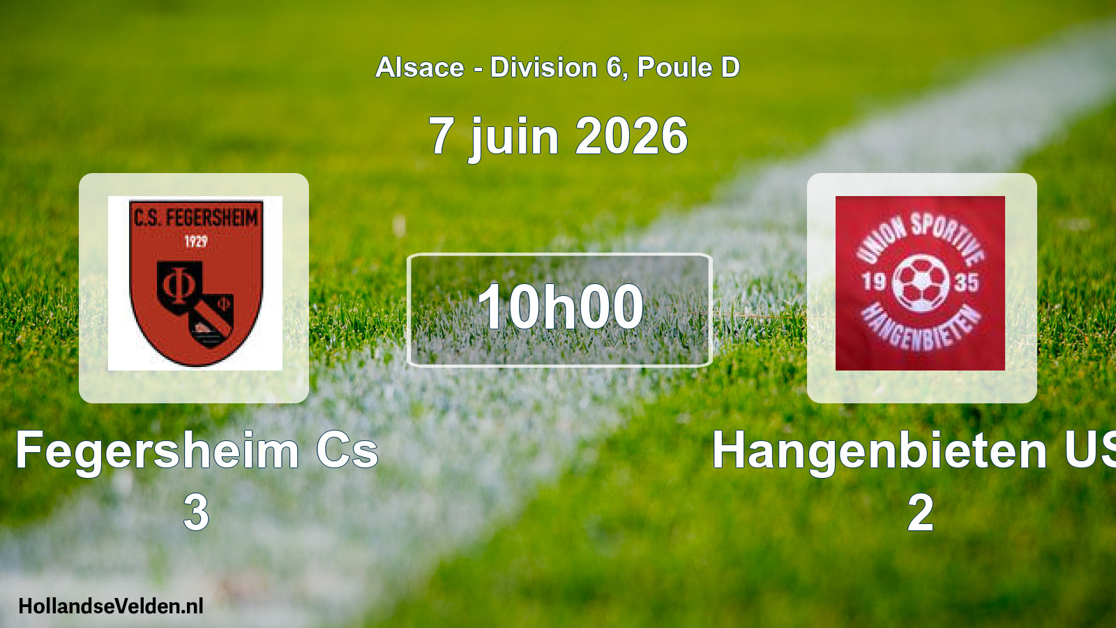 Match programmé: Fegersheim Cs 3 - Hangenbieten US 2 (7 juin 2026)