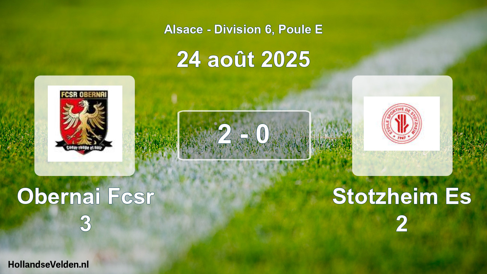 Match joué: Obernai Fcsr 3 - Stotzheim Es 2 2 - 0 (24 août 2025)