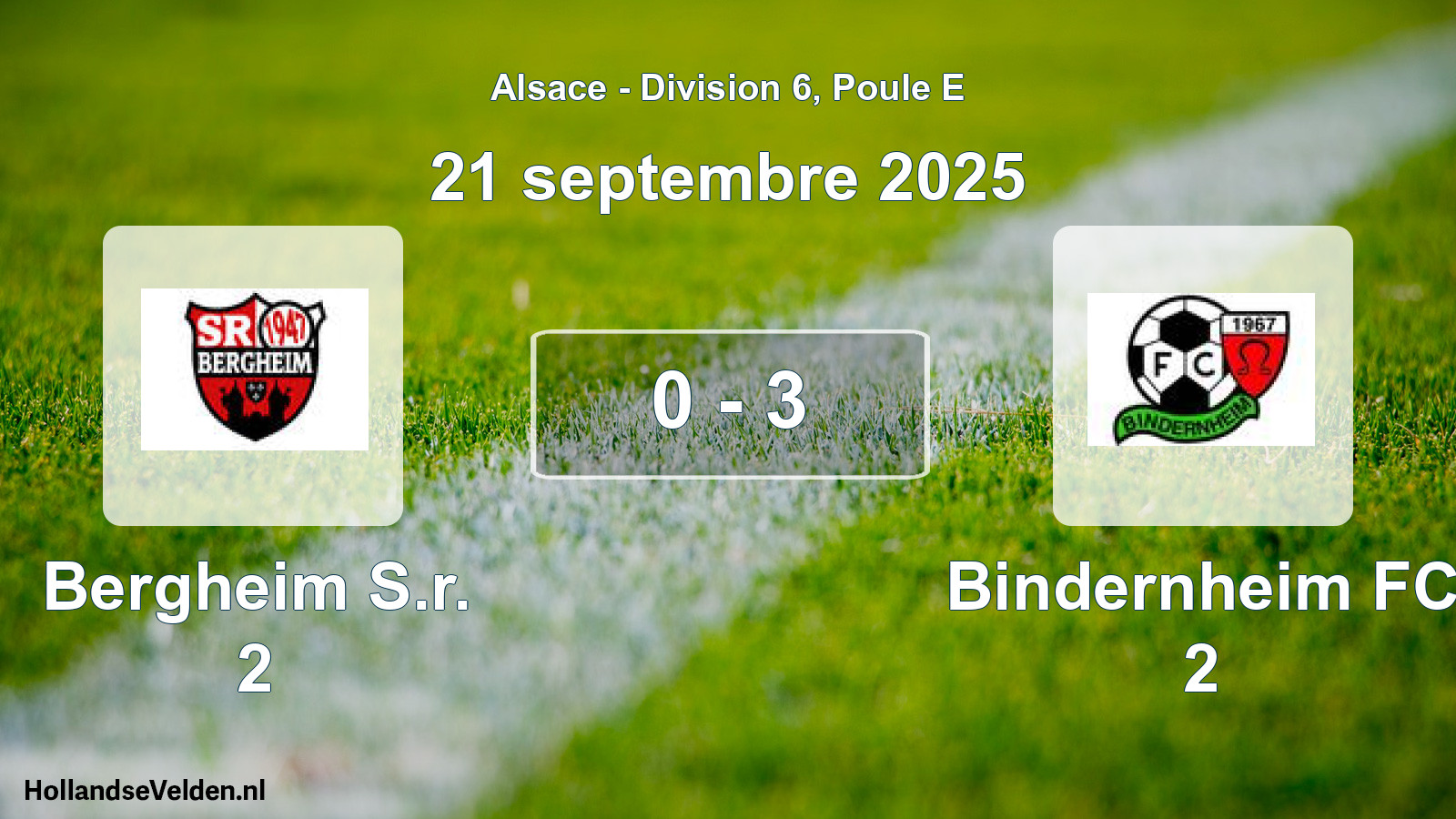 Gespeelde wedstrijd: Bergheim S.r. 2 - Bindernheim FC 2 0 - 3 (21 september 2025)