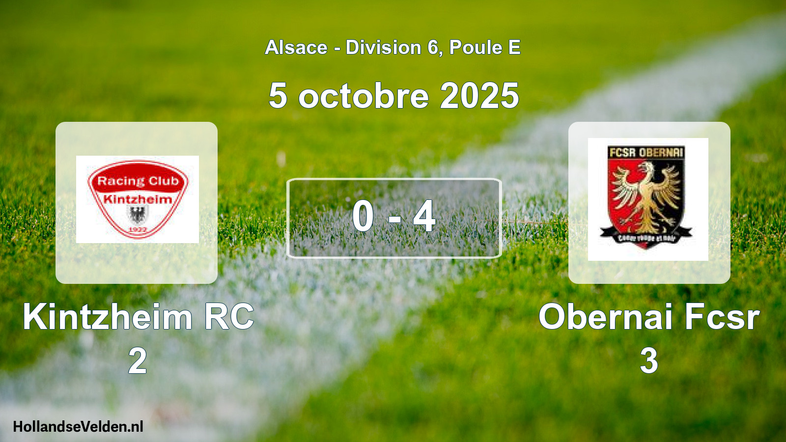 Match joué: Kintzheim RC 2 - Obernai Fcsr 3 0 - 4 (5 octobre 2025)
