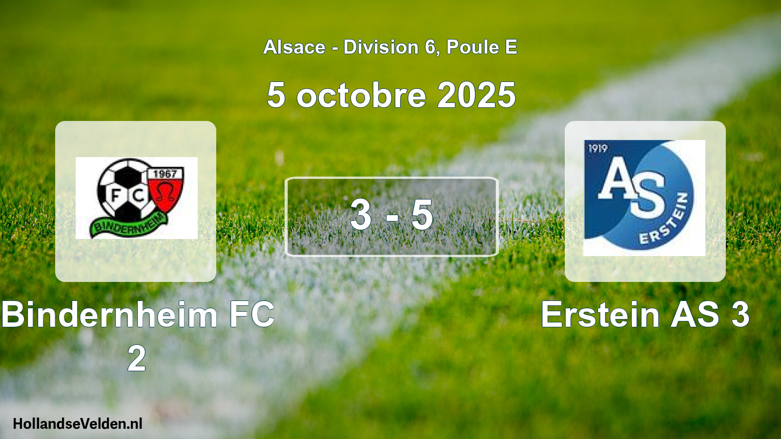 Match joué: Bindernheim FC 2 - Erstein AS 3 3 - 5 (5 octobre 2025)