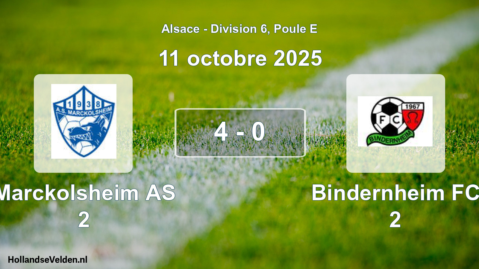 Match joué: Marckolsheim AS 2 - Bindernheim FC 2 4 - 0 (11 octobre 2025)