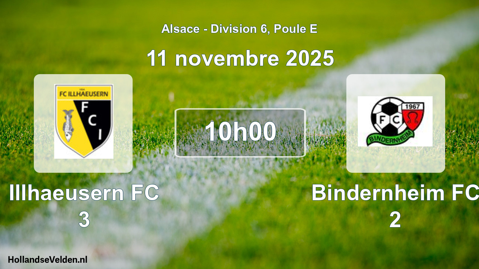 Match programmé: Illhaeusern FC 3 - Bindernheim FC 2 (11 novembre 2025)