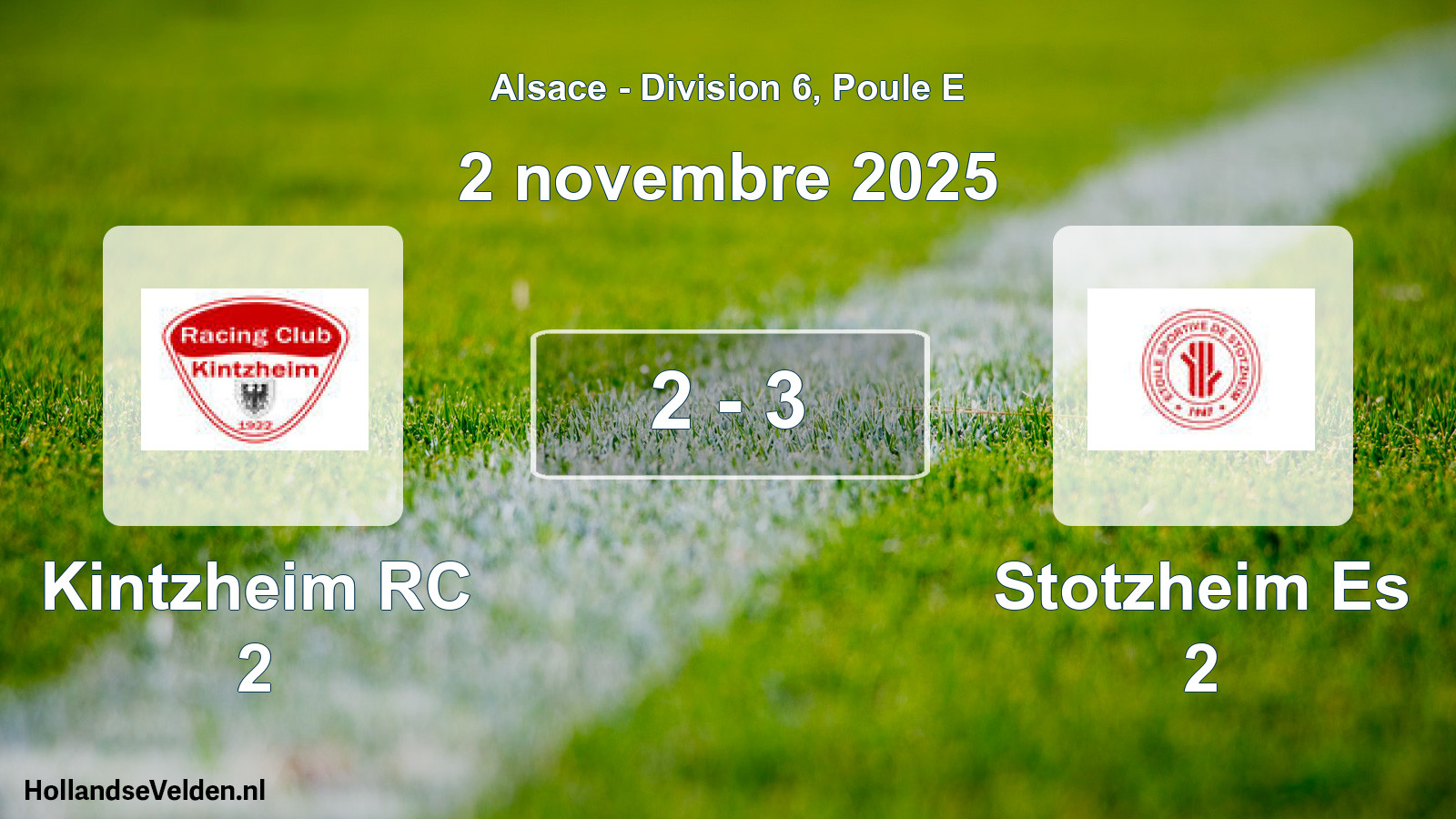 Match joué: Kintzheim RC 2 - Stotzheim Es 2 2 - 3 (2 novembre 2025)