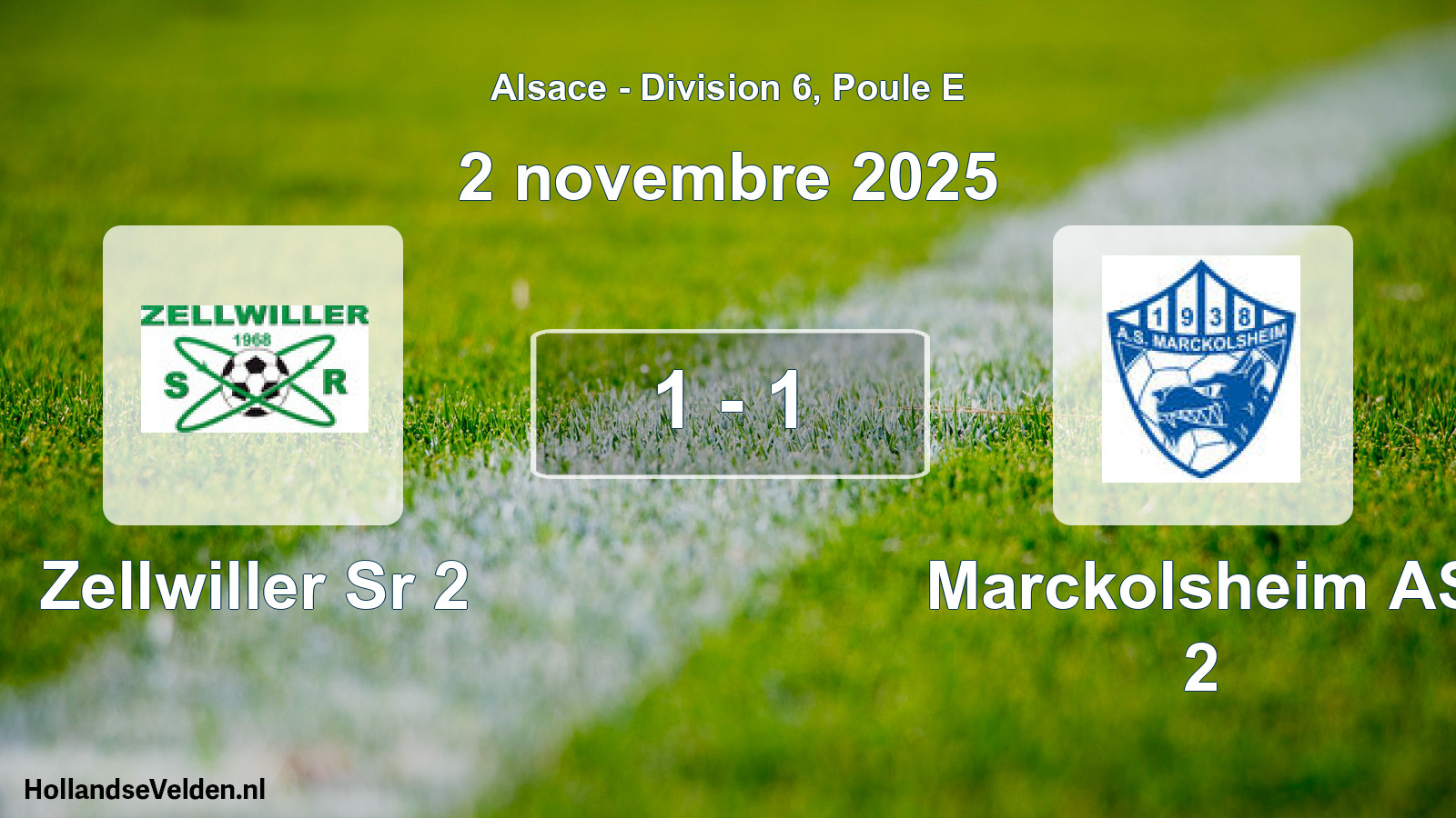 Match joué: Zellwiller Sr 2 - Marckolsheim AS 2 1 - 1 (2 novembre 2025)