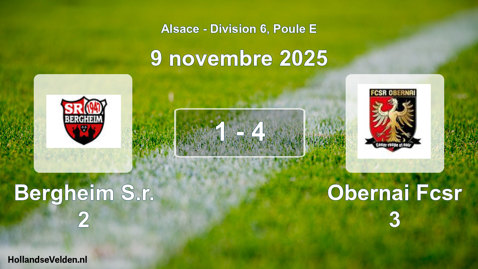 Gespeelde wedstrijd: Bergheim S.r. 2 - Obernai Fcsr 3 1 - 4 (9 november 2025)