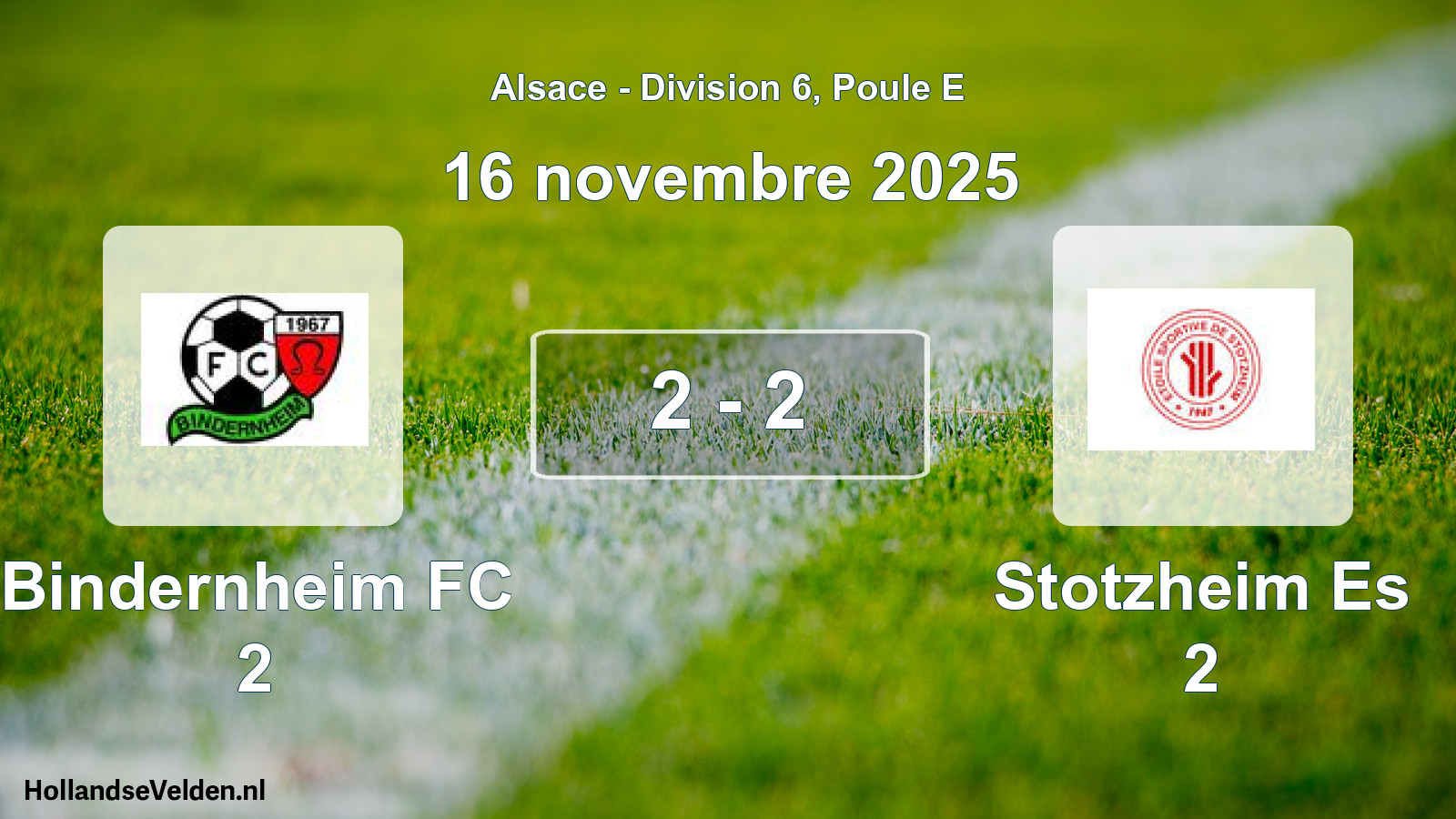Match joué: Bindernheim FC 2 - Stotzheim Es 2 2 - 2 (16 novembre 2025)