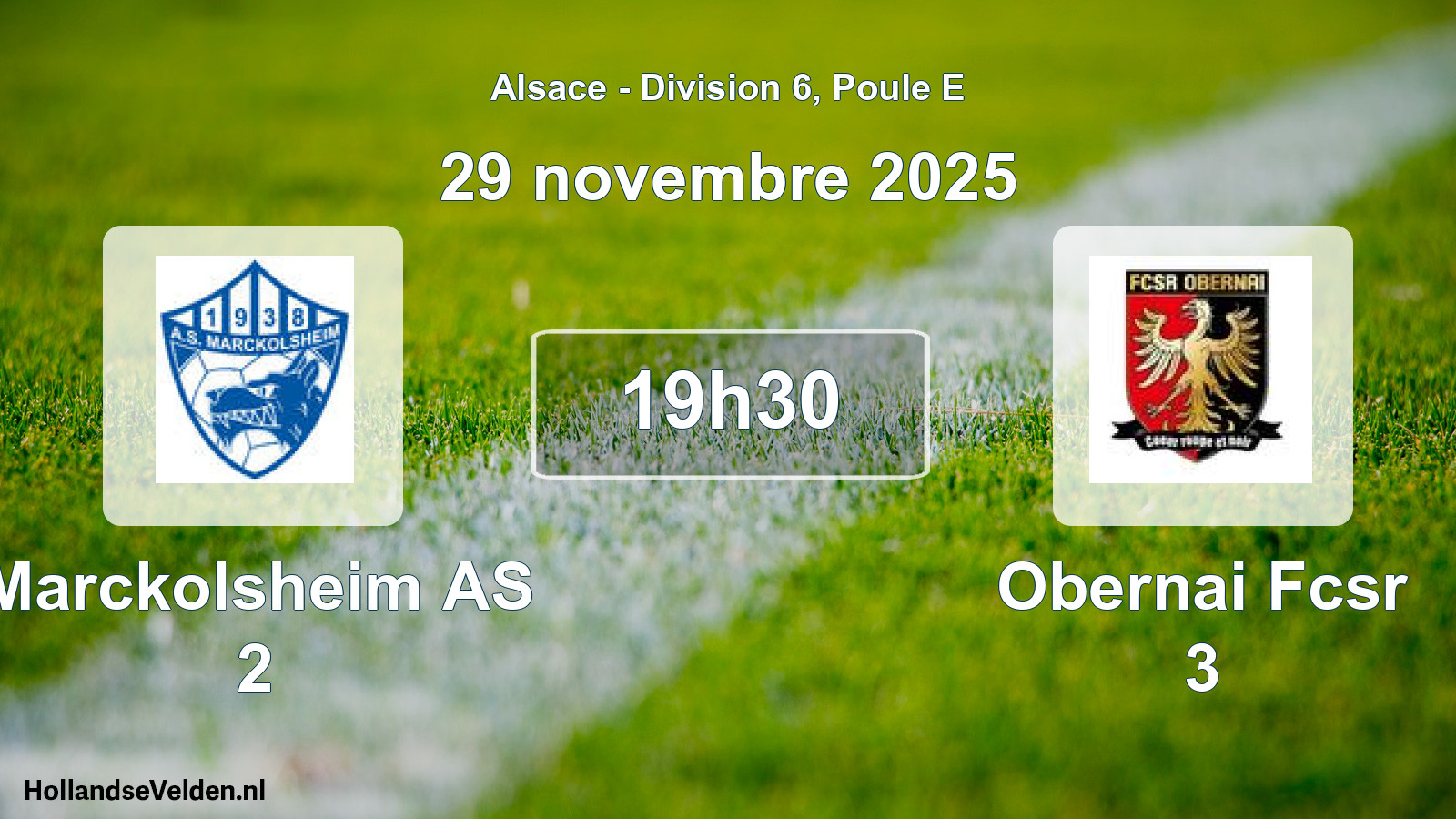 Match programmé: Marckolsheim AS 2 - Obernai Fcsr 3 (29 novembre 2025)