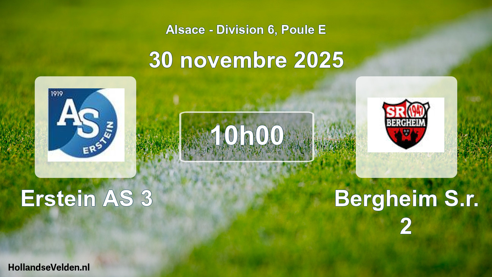 Match programmé: Erstein AS 3 - Bergheim S.r. 2 (30 novembre 2025)