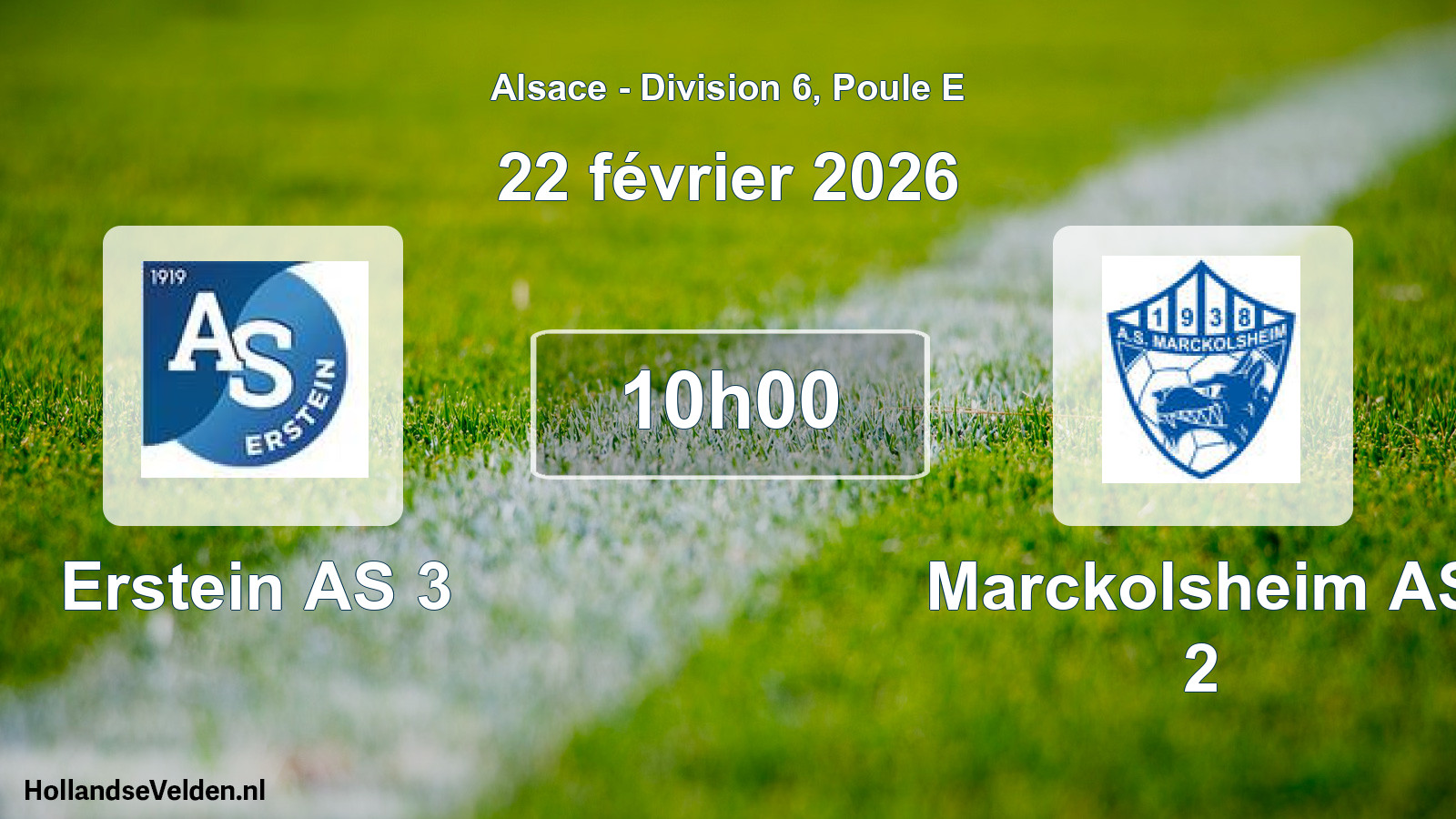 Match programmé: Erstein AS 3 - Marckolsheim AS 2 (22 février 2026)