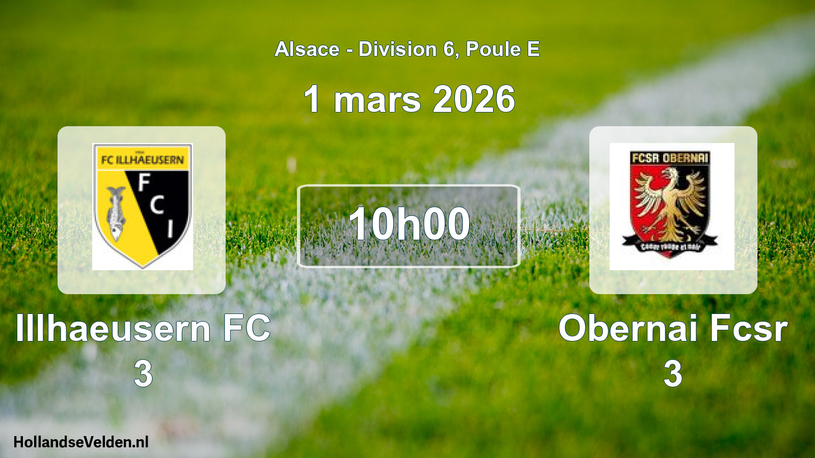 Match programmé: Illhaeusern FC 3 - Obernai Fcsr 3 (1 mars 2026)
