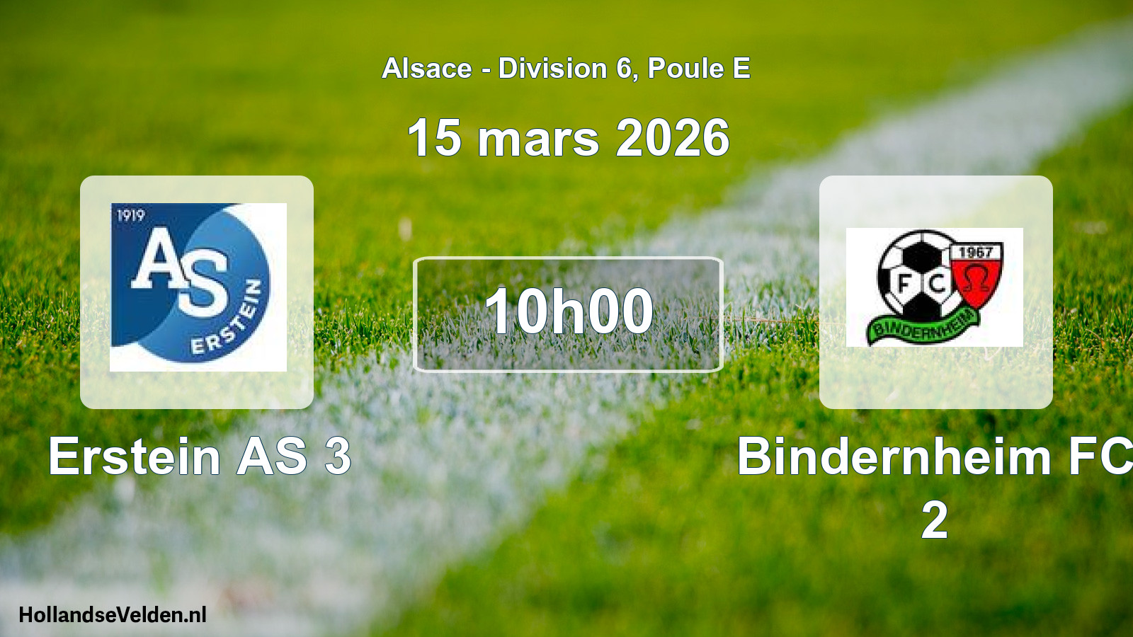Scheduled Match: Erstein AS 3 - Bindernheim FC 2 (15 March 2026)