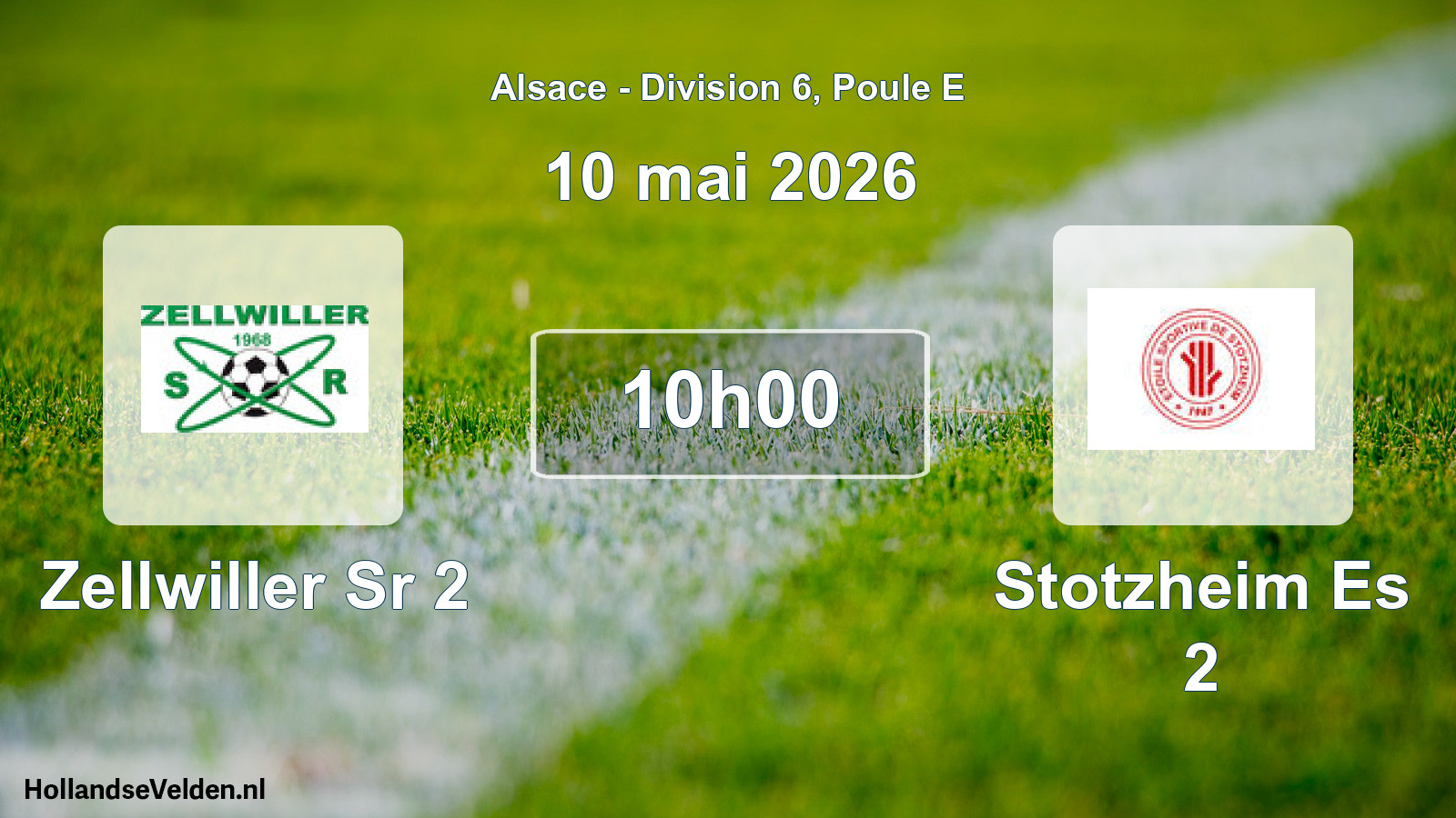 Match programmé: Zellwiller Sr 2 - Stotzheim Es 2 (10 mai 2026)