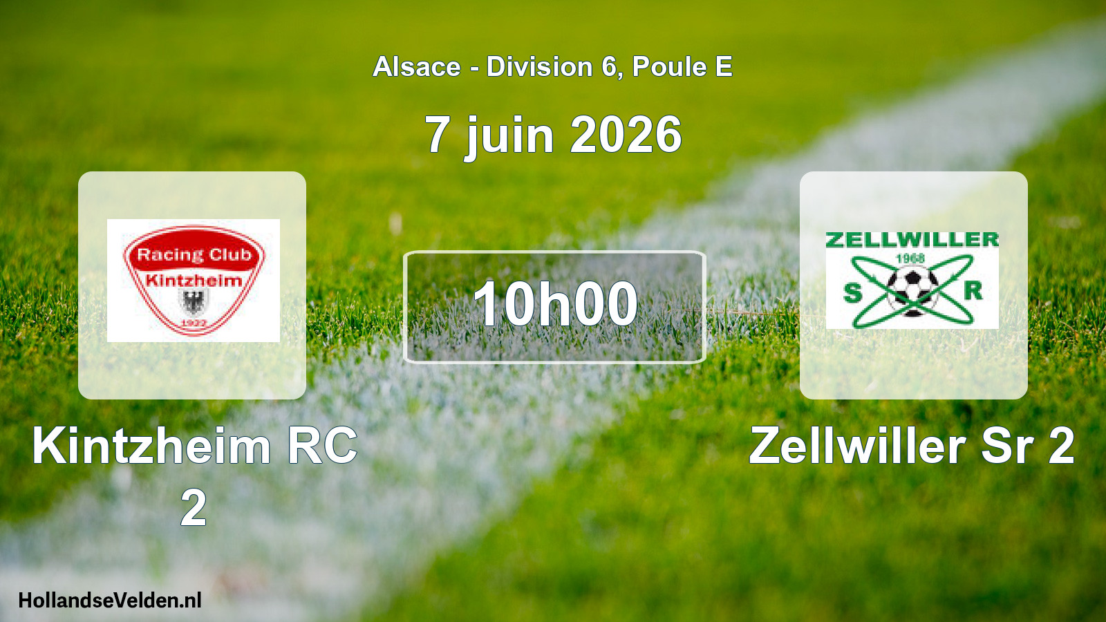 Match programmé: Kintzheim RC 2 - Zellwiller Sr 2 (7 juin 2026)