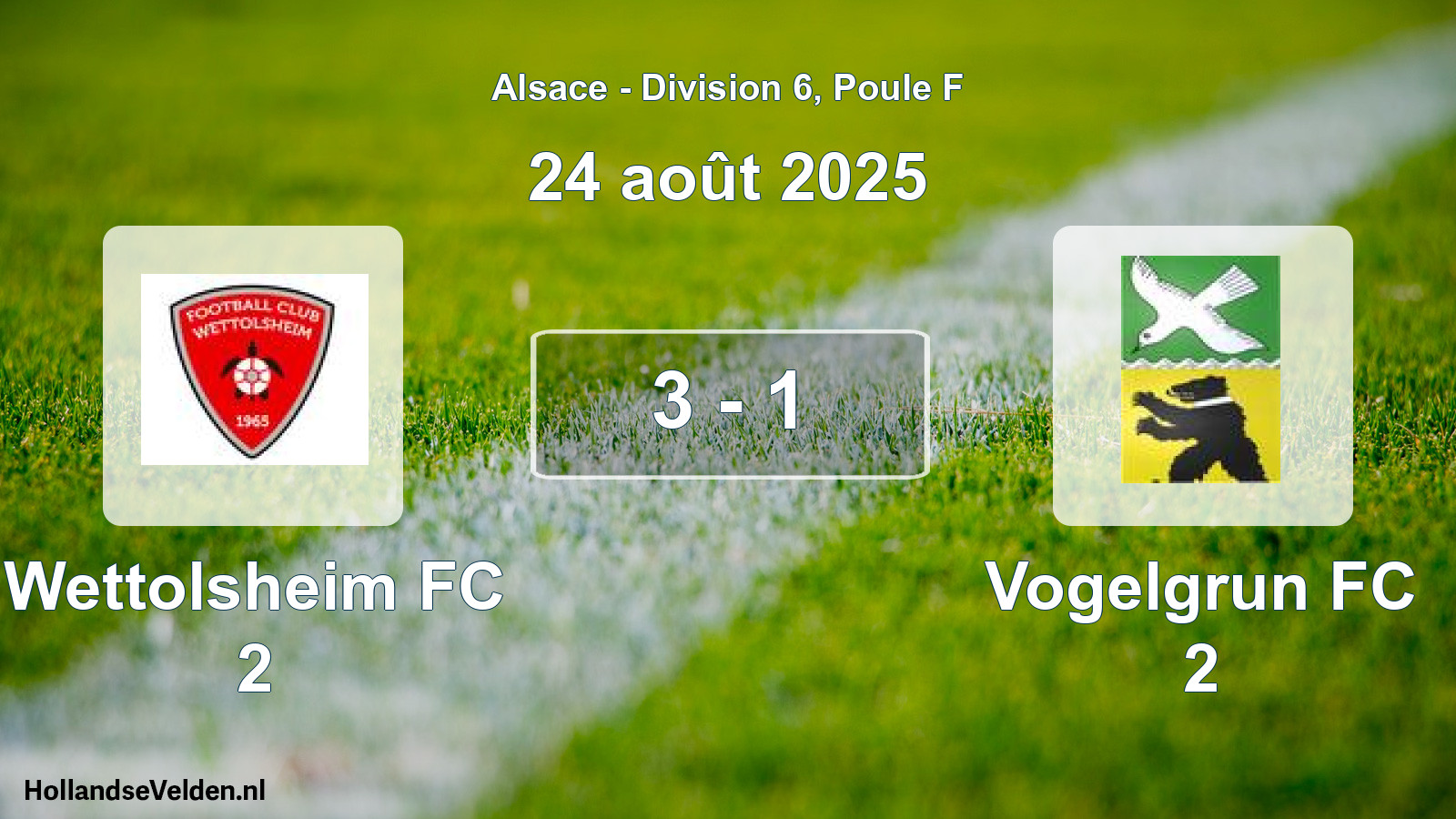Match joué: Wettolsheim FC 2 - Vogelgrun FC 2 3 - 1 (24 août 2025)
