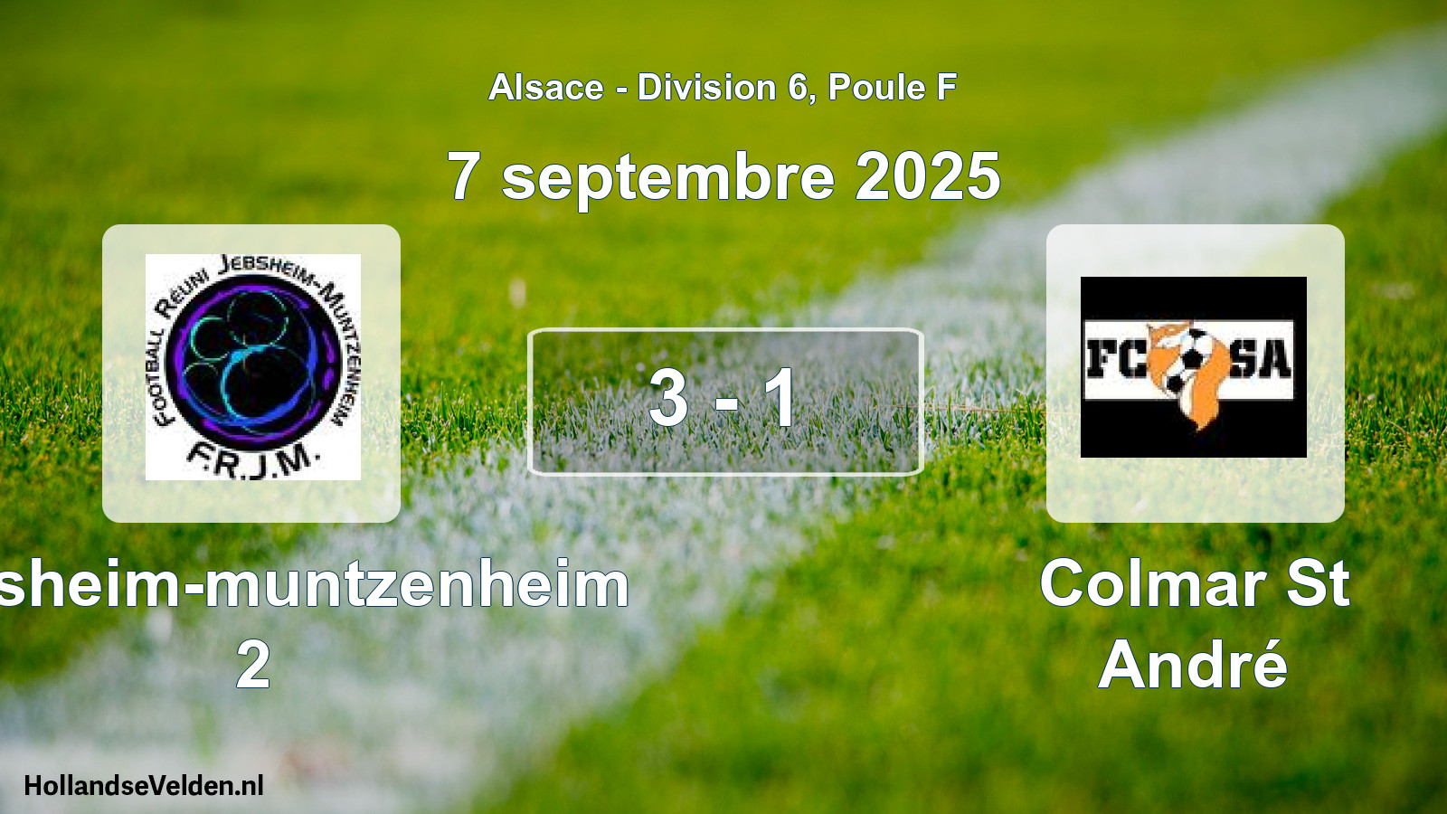 Gespeelde wedstrijd: Jebsheim-muntzenheim 2 - Colmar St André 3 - 1 (7 september 2025)