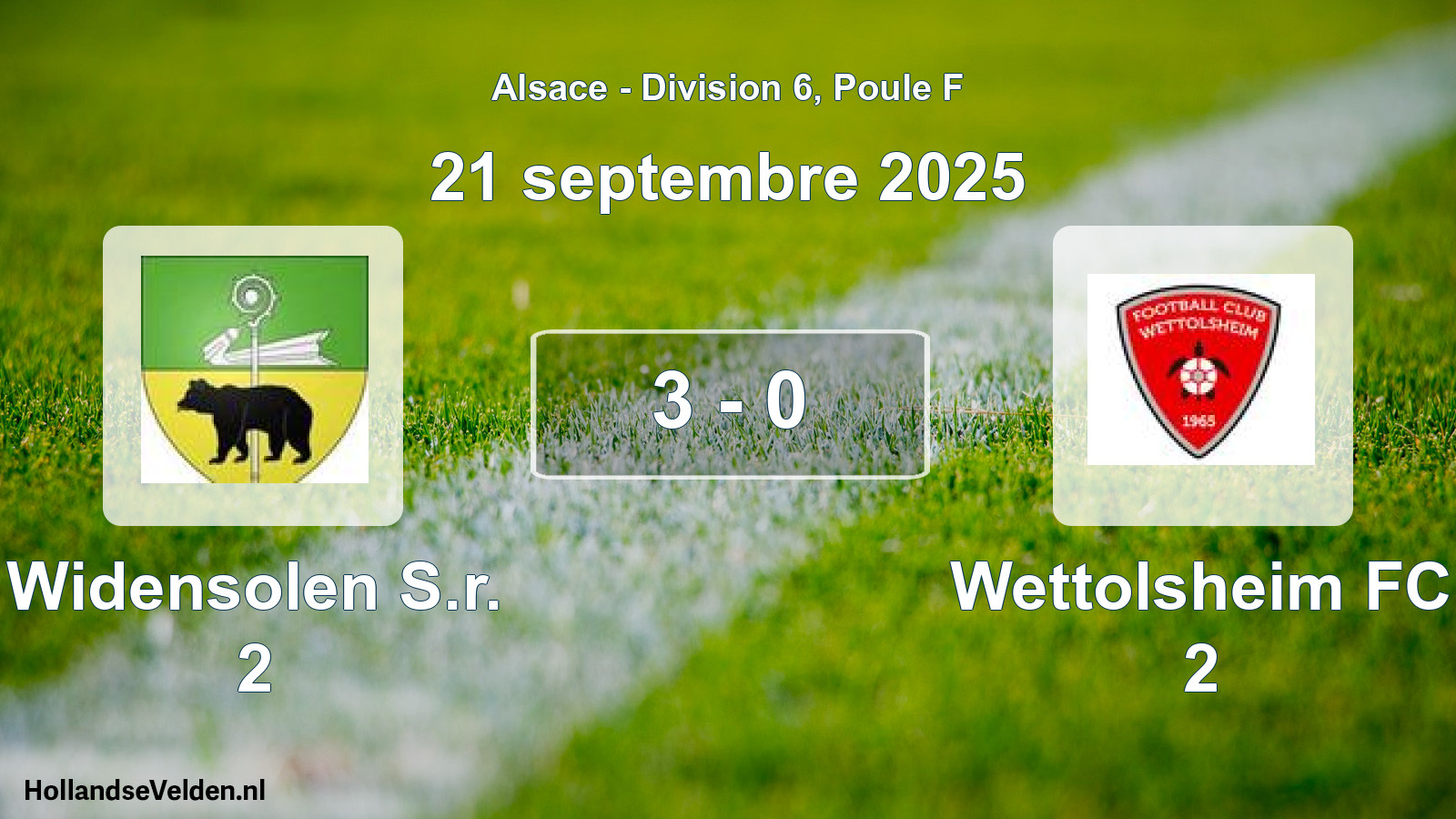Match joué: Widensolen S.r. 2 - Wettolsheim FC 2 3 - 0 (21 septembre 2025)