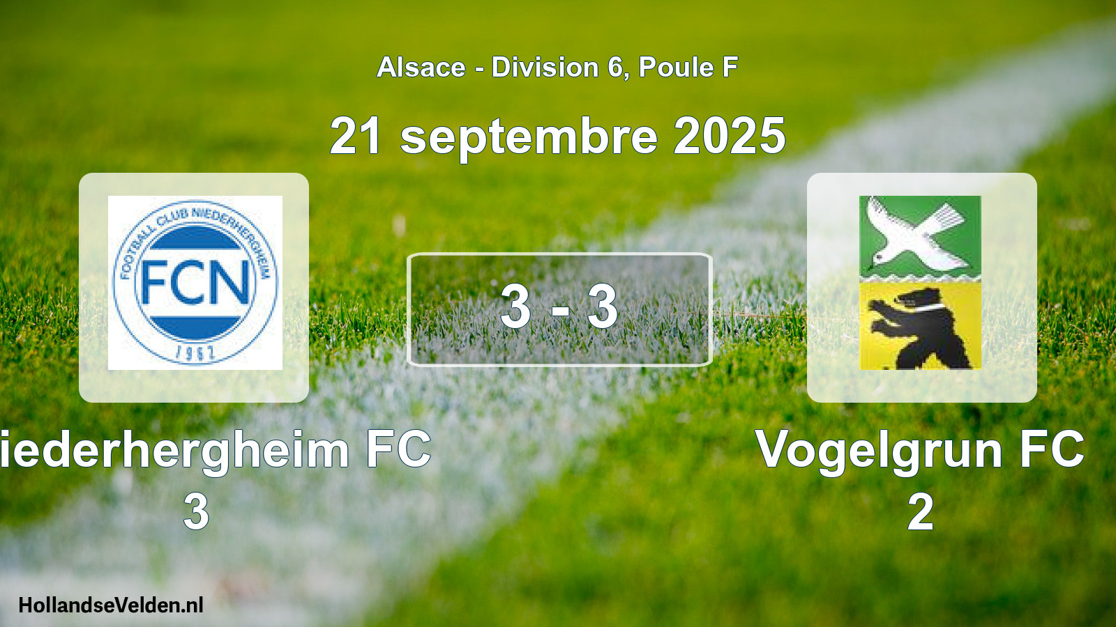 Match joué: Niederhergheim FC 3 - Vogelgrun FC 2 3 - 3 (21 septembre 2025)