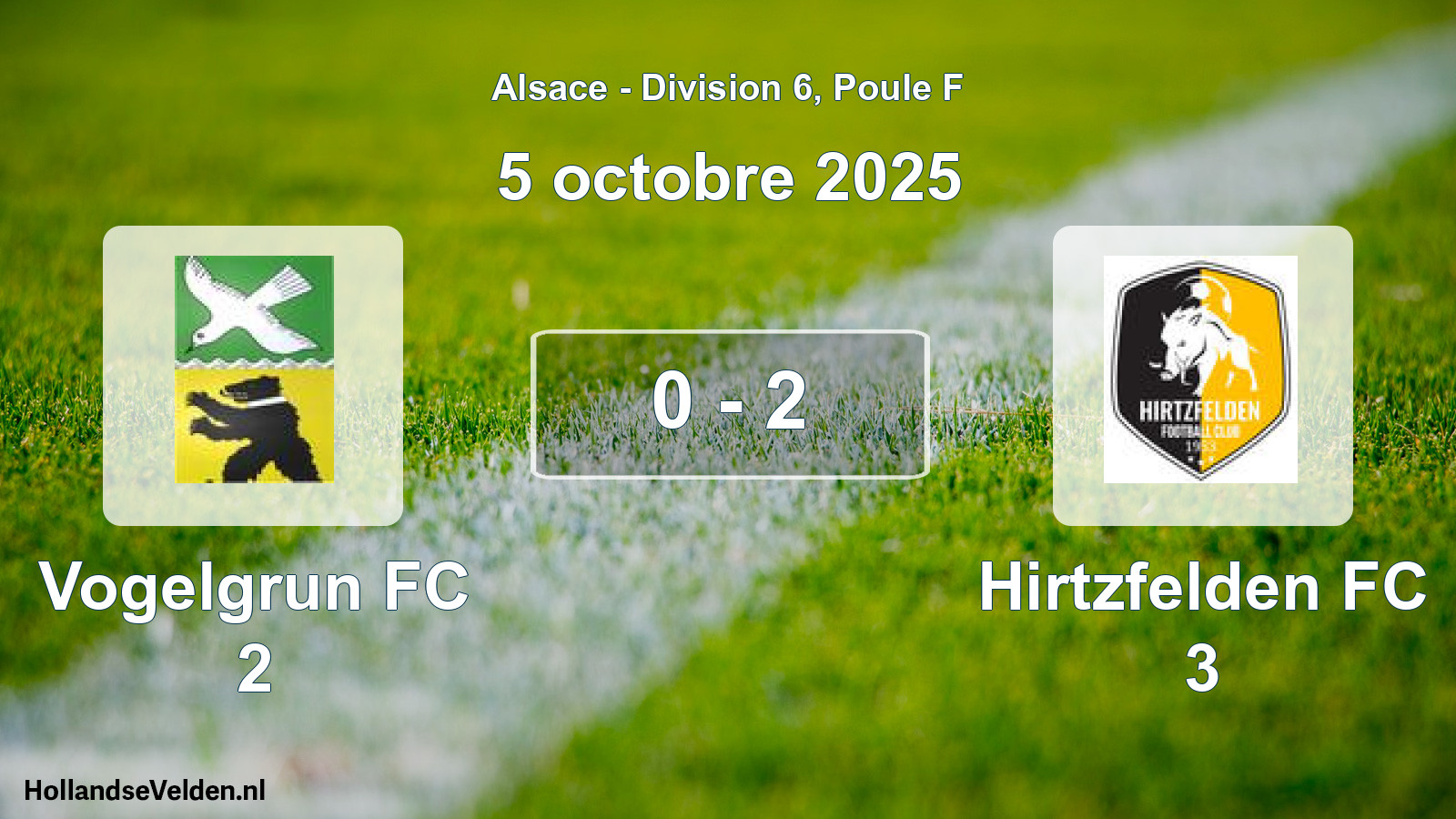Match joué: Vogelgrun FC 2 - Hirtzfelden FC 3 0 - 2 (5 octobre 2025)