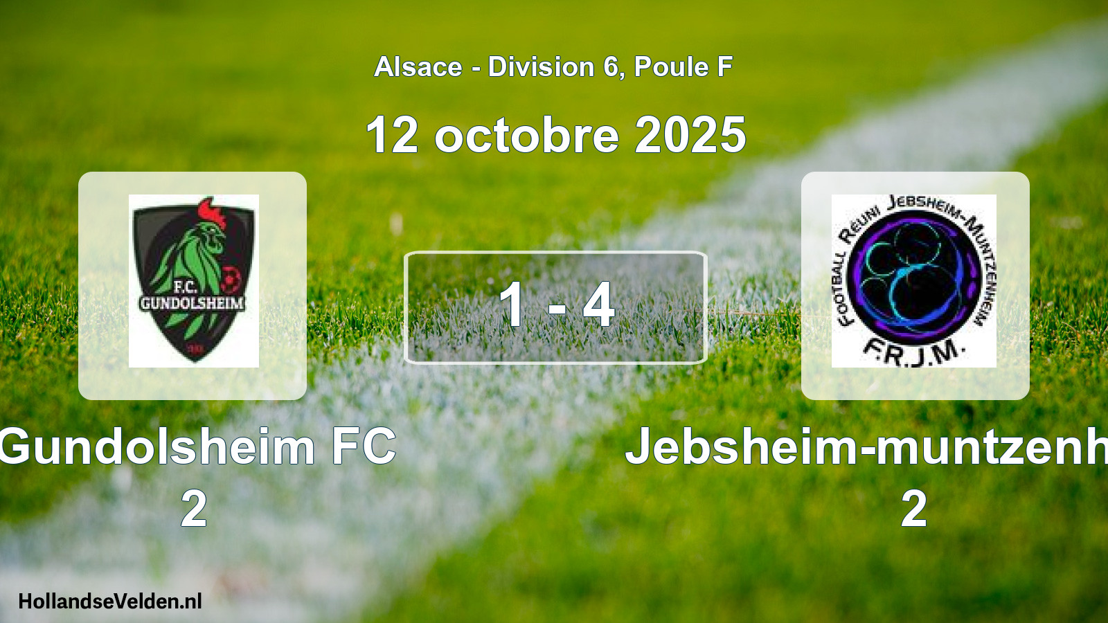 Match joué: Gundolsheim FC 2 - Jebsheim-muntzenheim 2 1 - 4 (12 octobre 2025)