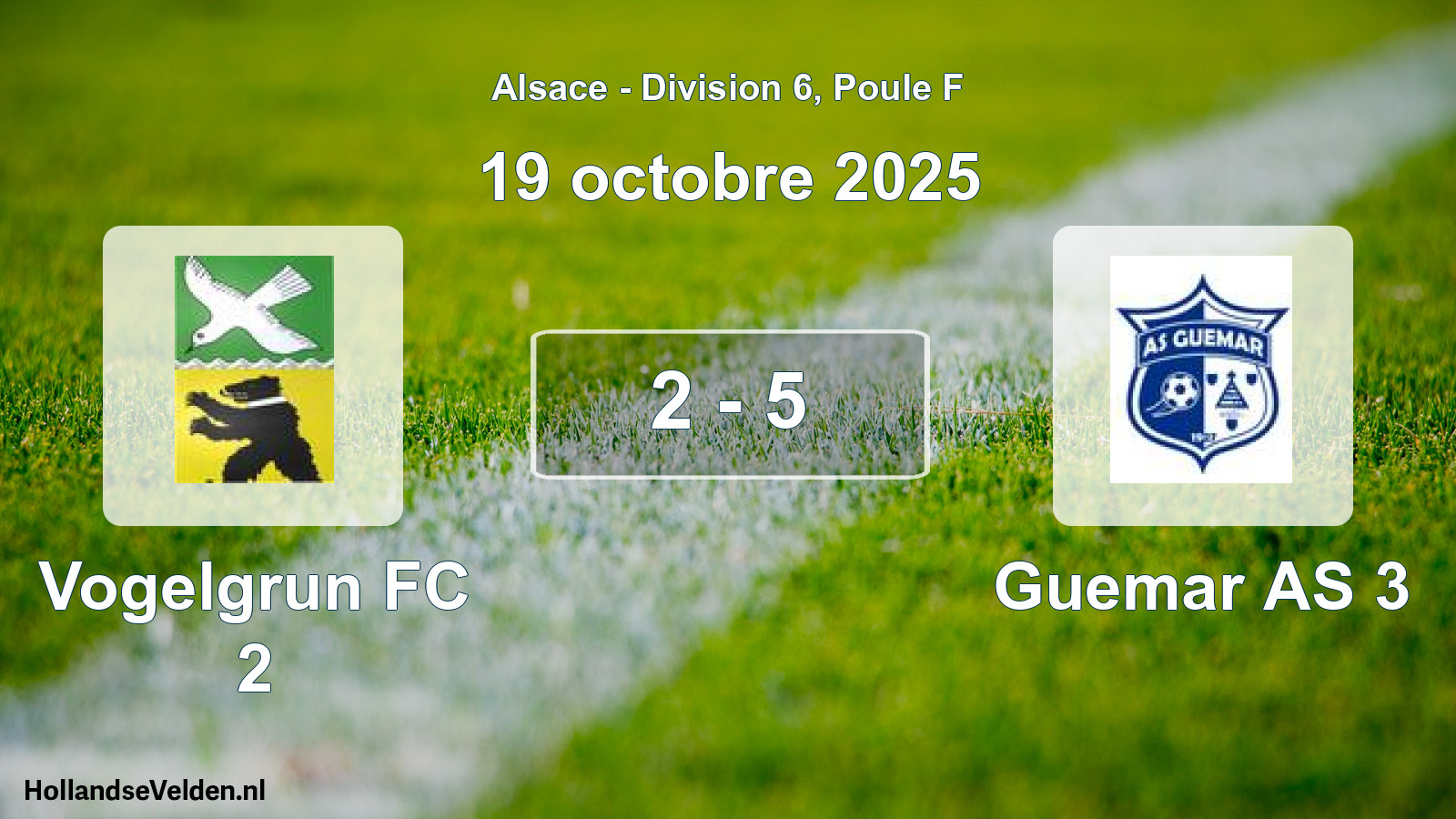 Match joué: Vogelgrun FC 2 - Guemar AS 3 2 - 5 (19 octobre 2025)
