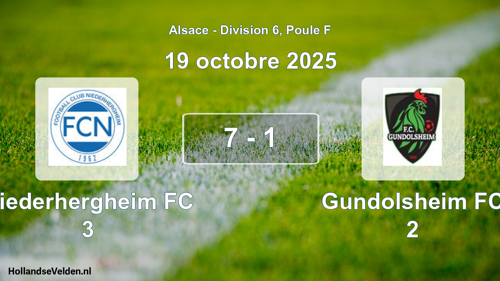 Match joué: Niederhergheim FC 3 - Gundolsheim FC 2 7 - 1 (19 octobre 2025)