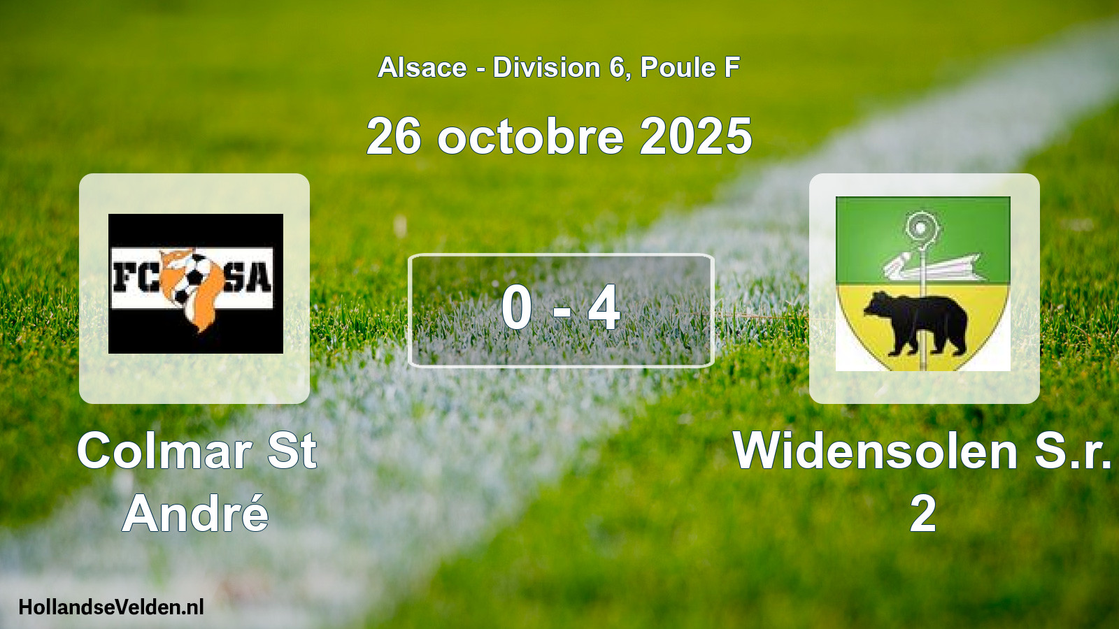 Total number of matches played: Colmar St André - Widensolen S.r. 2 0 - 4 (26 October 2025)