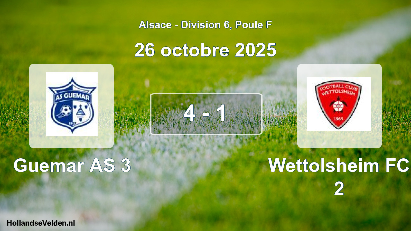 Match joué: Guemar AS 3 - Wettolsheim FC 2 4 - 1 (26 octobre 2025)
