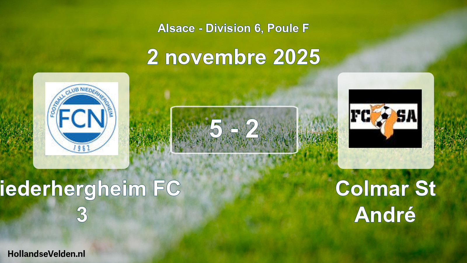Match joué: Niederhergheim FC 3 - Colmar St André 5 - 2 (2 novembre 2025)