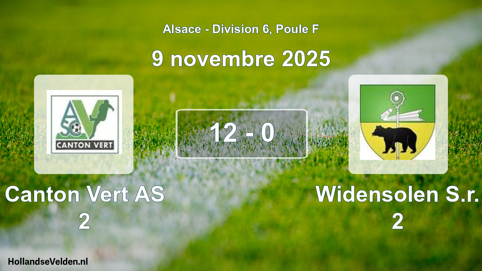 Total number of matches played: Canton Vert AS 2 - Widensolen S.r. 2 12 - 0 (9 November 2025)