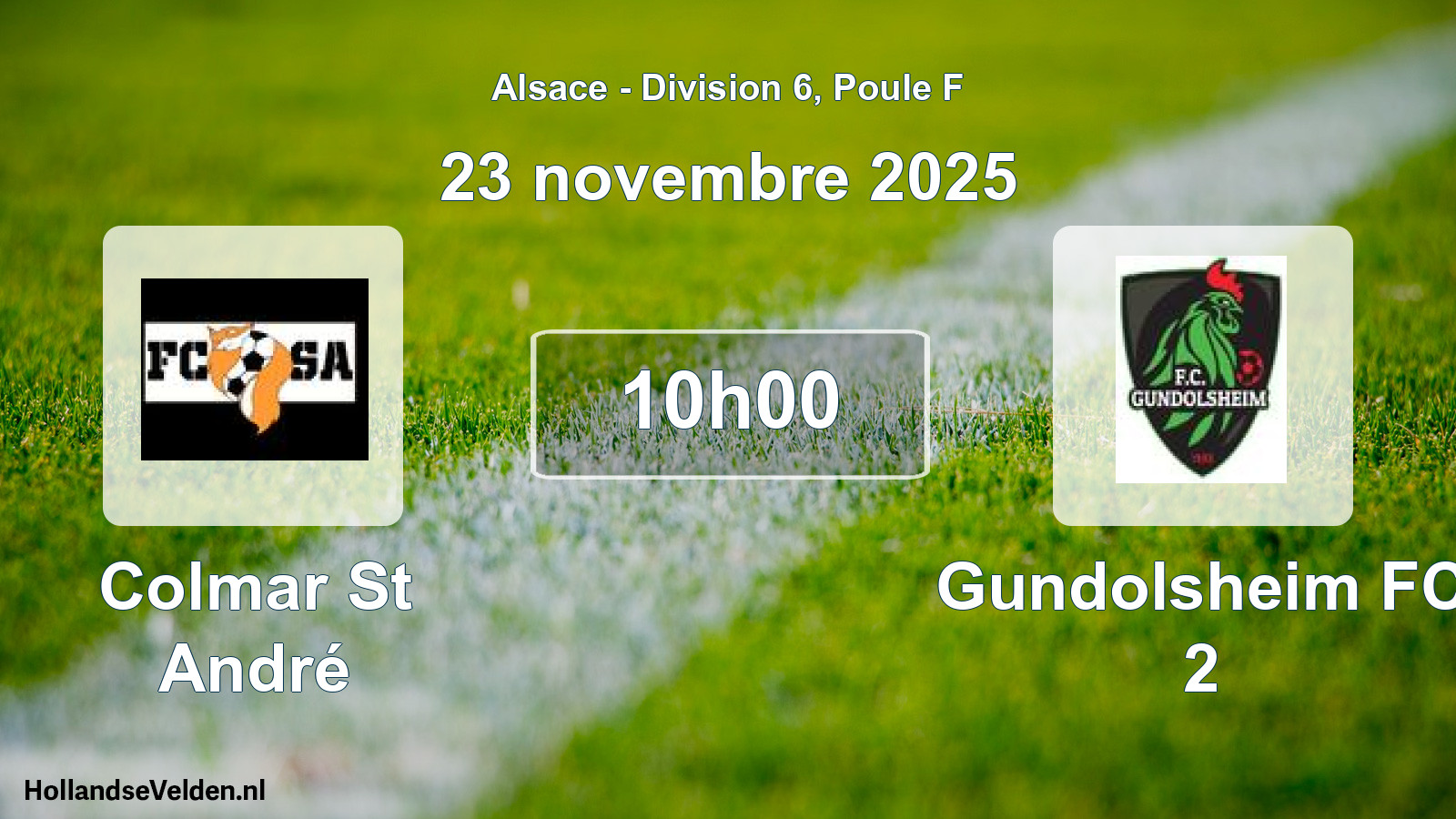 Match programmé: Colmar St André - Gundolsheim FC 2 (23 novembre 2025)